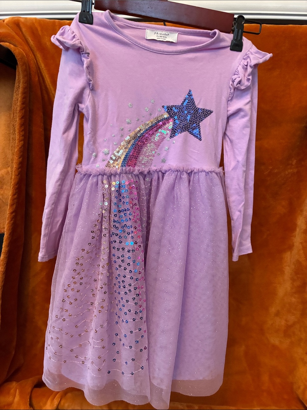 Size 5 Primark Lilac Sequin Star & Tulle Party Dress